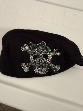 Black Skull & Crossbones Jeweled Headwrap